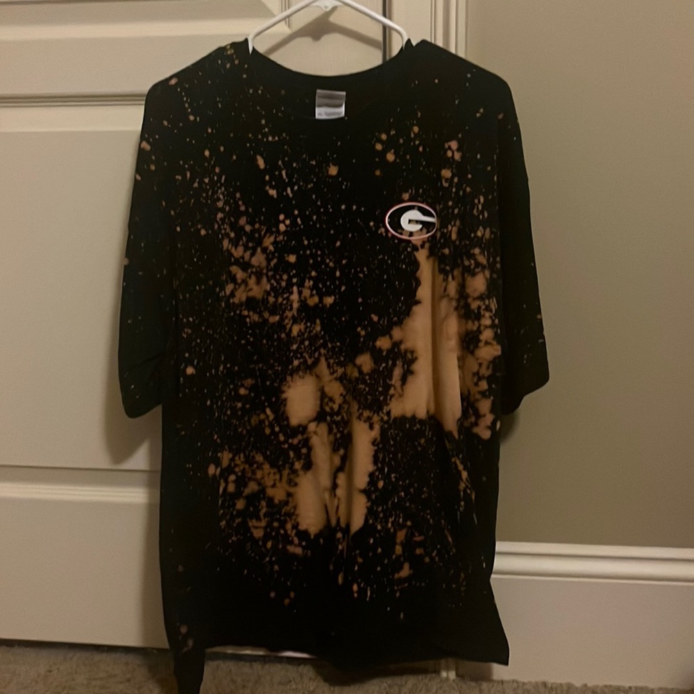 Bleach splatter UGA football t-shirt